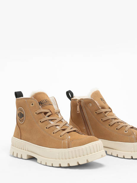 Bottines Pallashock Zip En Cuir Palladium Beige women 74353252 vue secondaire 2