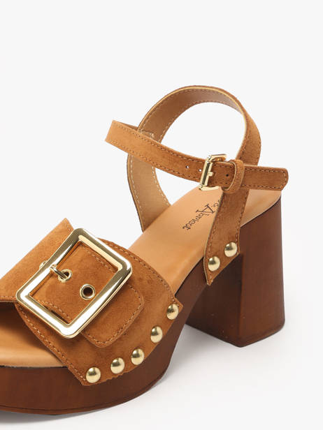 Sandales à Talon Sagonne En Cuir Coco abricot Marron women V3123C vue secondaire 2