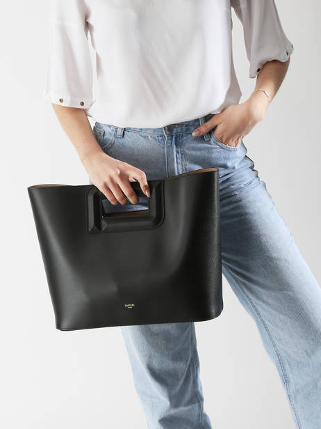 Sac Cabas Angèle Cuir Lancel Noir angele A13361 vue secondaire 2