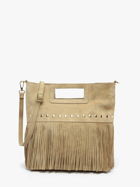 Sac Bandoulière Velvet Cuir Milano Beige velvet VE25091