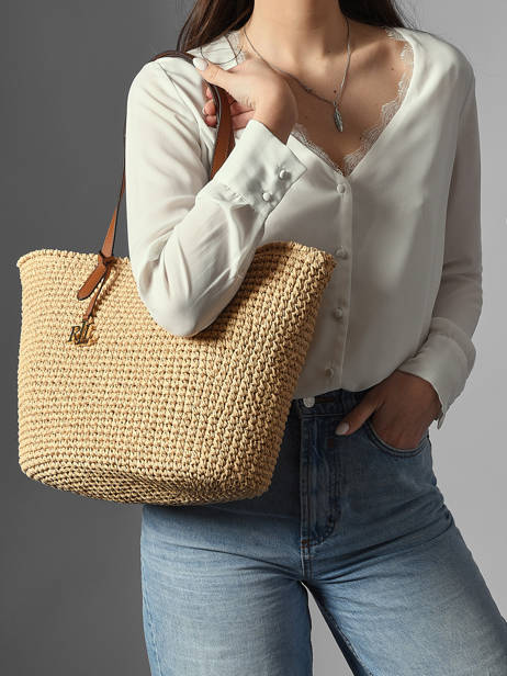 Sac Porté épaule Lainey Raphia Et Cuir Lauren ralph lauren Beige lainey 31982179 vue secondaire 1