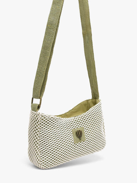 Sac Bandoulière Resille Coton Le voyage en panier Vert resille PM942 vue secondaire 2