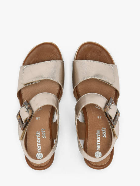 Sandales Talon Compensé En Cuir Remonte Or women 90 vue secondaire 3