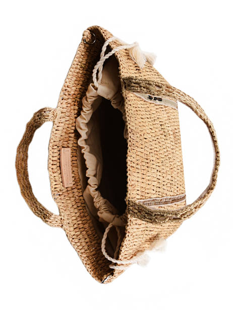 Sac à Main Le Cabas Raffia Et Paillettes Vanessa bruno Beige cabas raphia 64V40435 vue secondaire 3